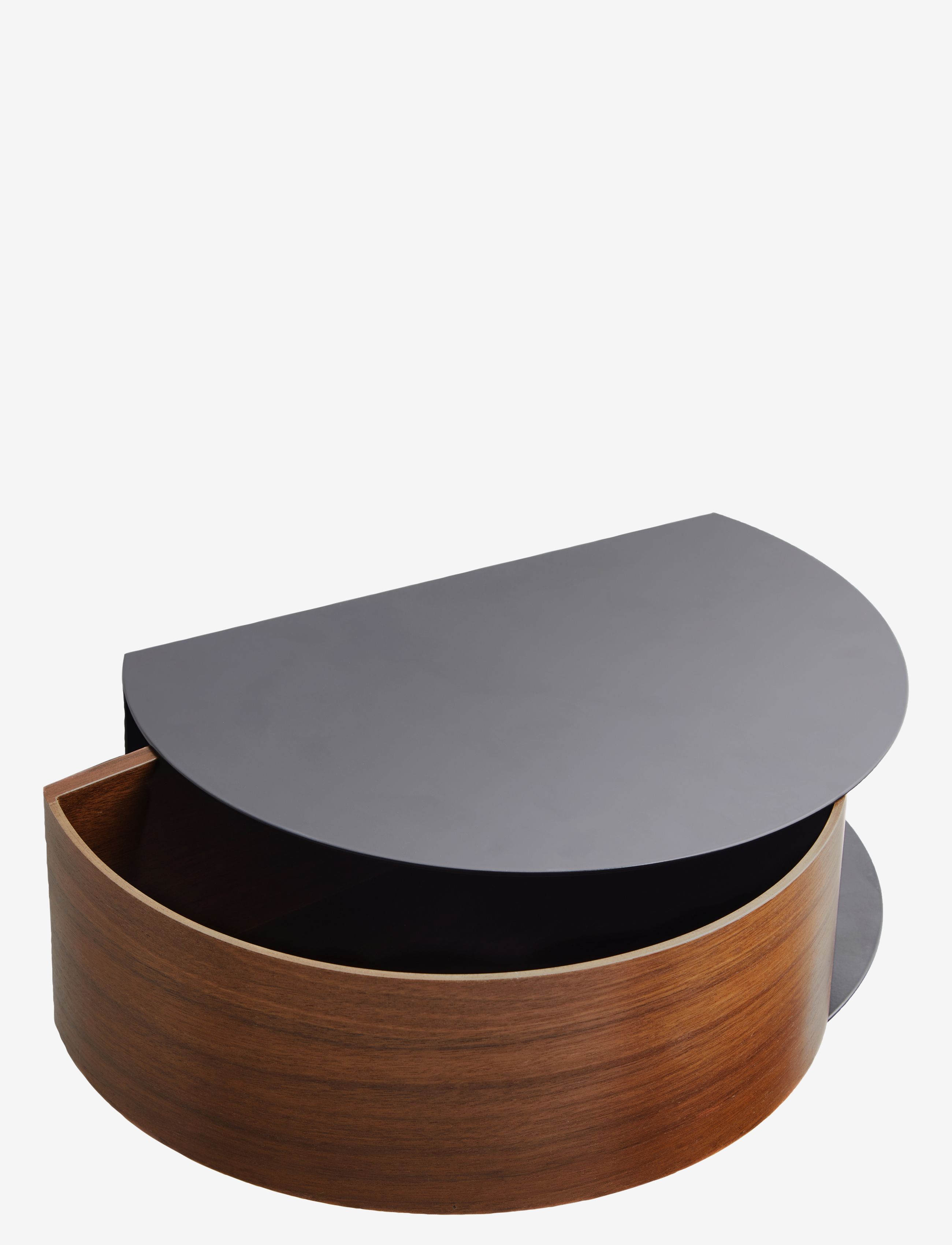 WOUD - Wallie wall drawer - regale und verwahrung - black painted metal with bended walnut veneer drawer - 2