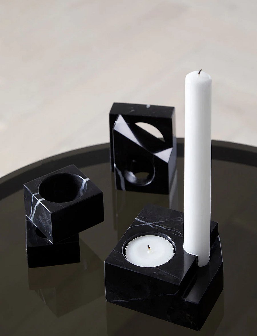 WOUD - Jeu de dés 1 candle holder - osta hinna alusel - black marble - 3