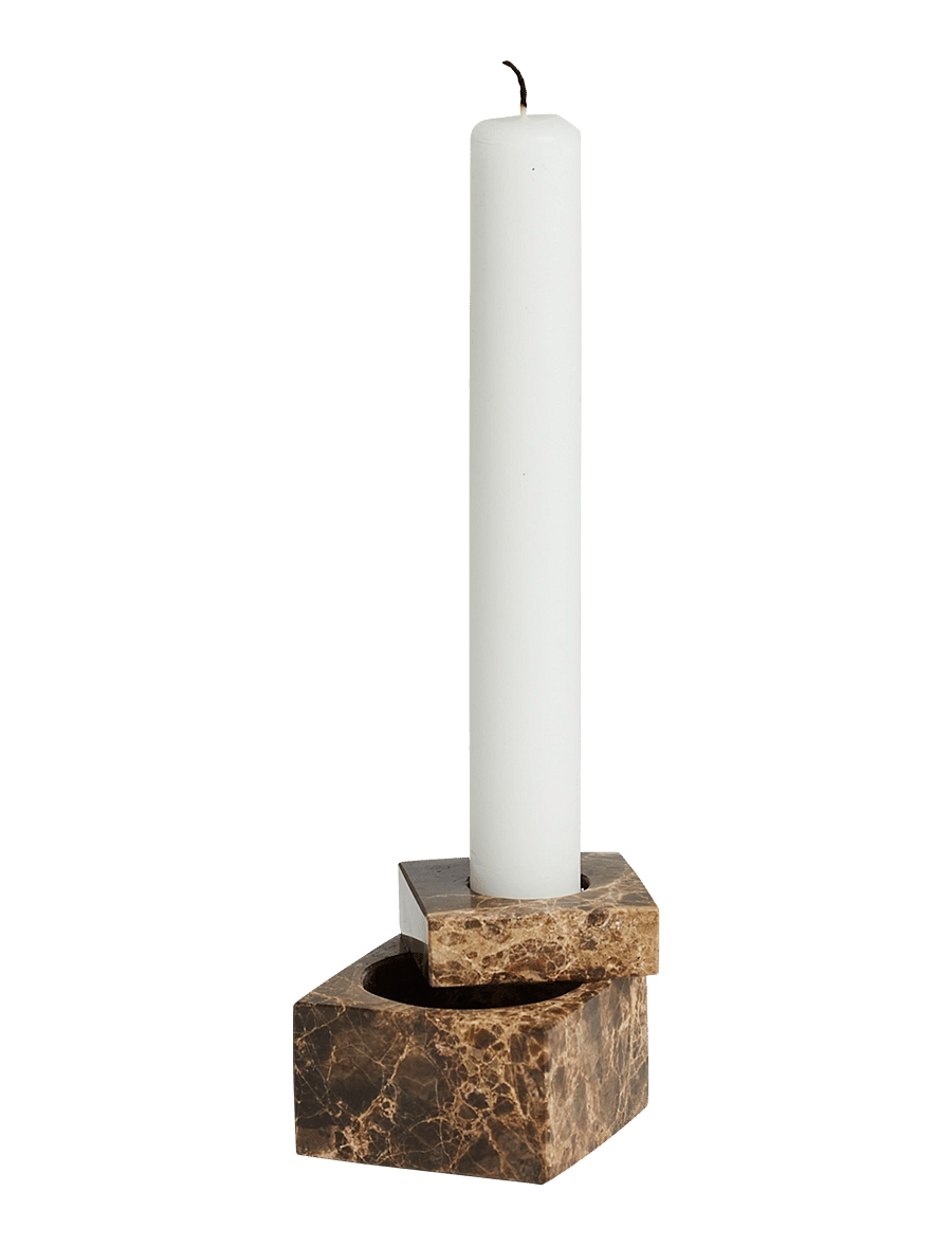 WOUD - Jeu de dés 1 candle holder - teeküünlahoidjad - brown marble - 0