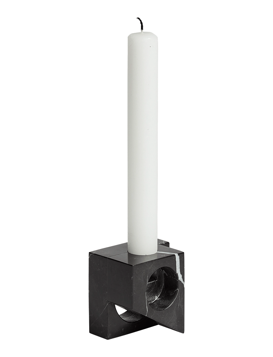 WOUD - Jeu de dés 2 candle holder - teelichthalter - black marble - 0
