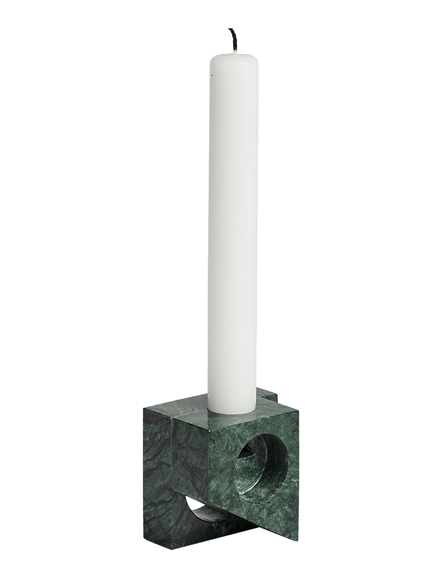 WOUD - Jeu de dés 2 candle holder - teelichthalter - green marble - 0