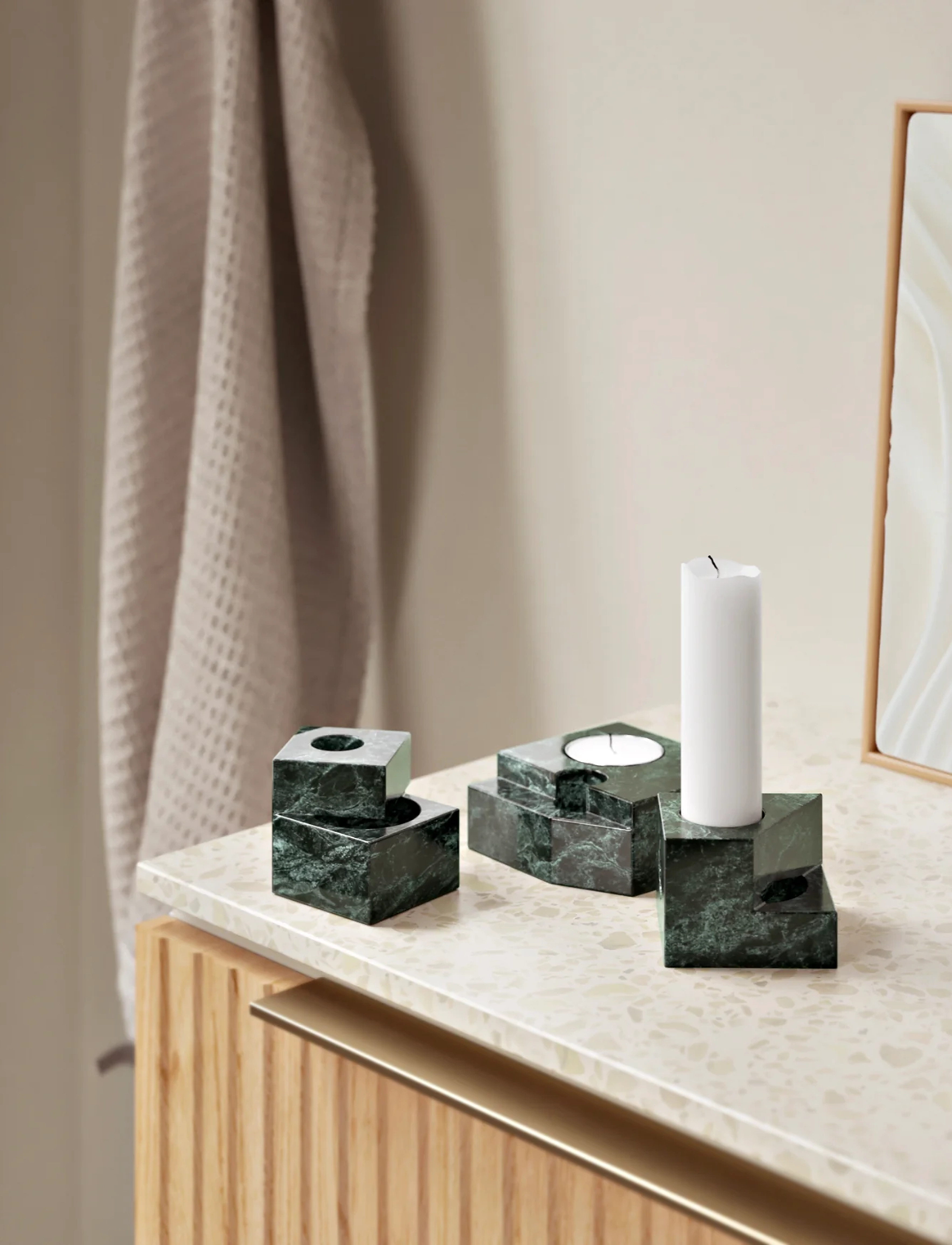 WOUD Jeu De Dés 2 Candle Holder, One Size, Candlesticks & Lanterns, Grün - Tealight Holders, Homeware
