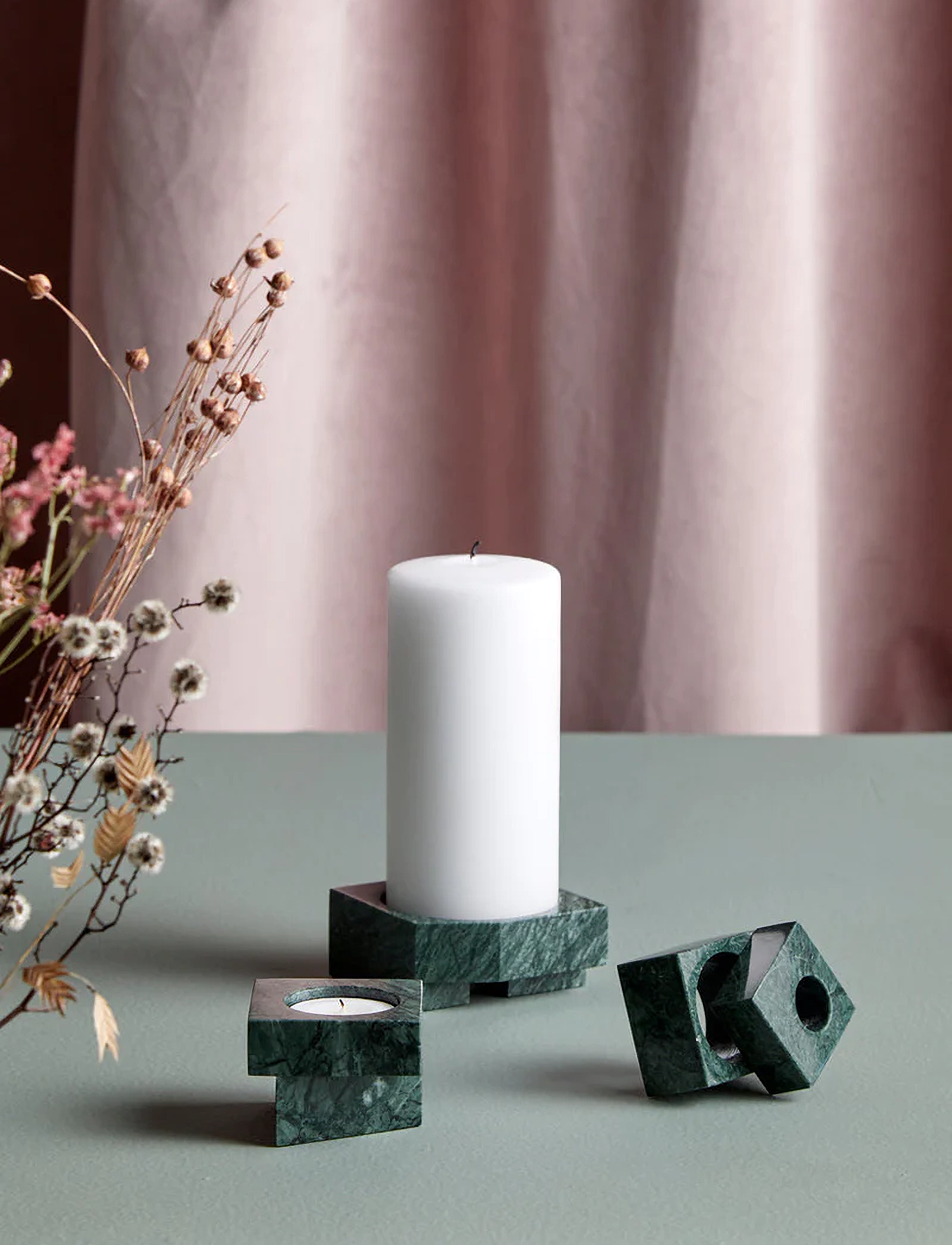 WOUD - Jeu de dés 2 candle holder - achat par prix - green marble - 3