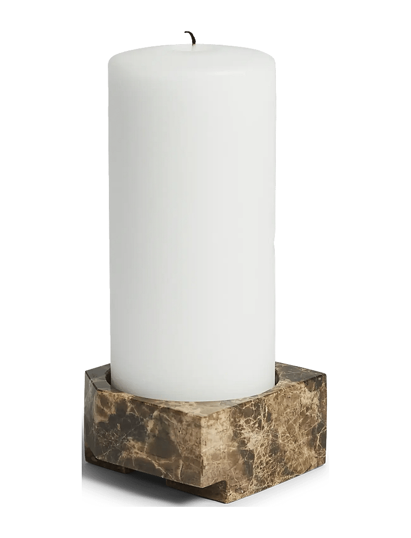 WOUD - Jeu de dés 3 candle holder - teeküünlahoidjad - brown marble - 0