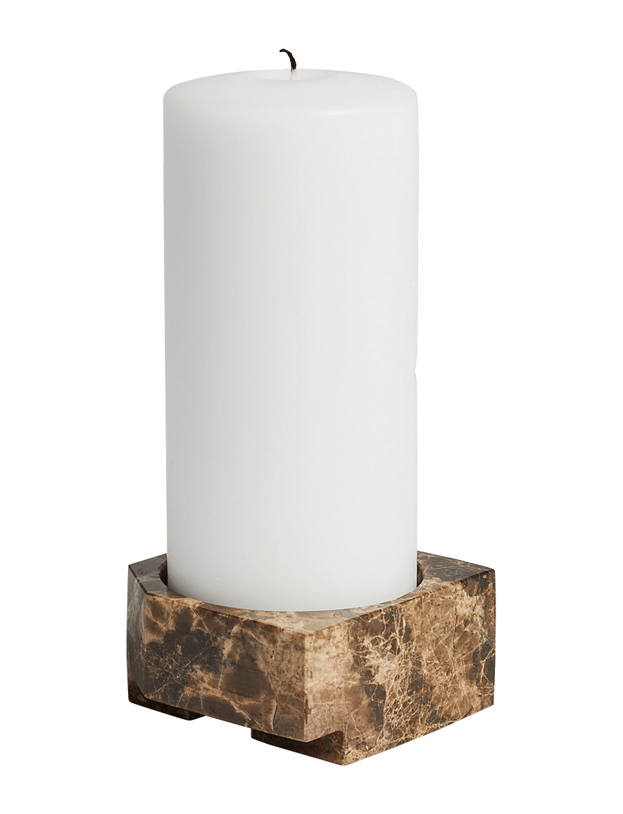 WOUD - Jeu de dés 3 candle holder - teelichthalter - brown marble - 0