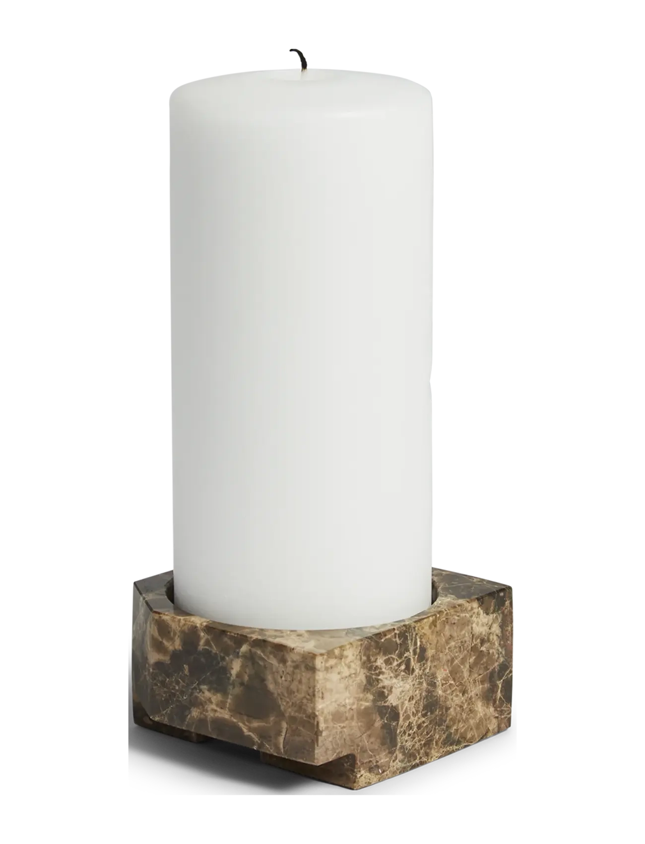 WOUD Jeu de dés 3 candle holder - All products - BROWN MARBLE / brown
