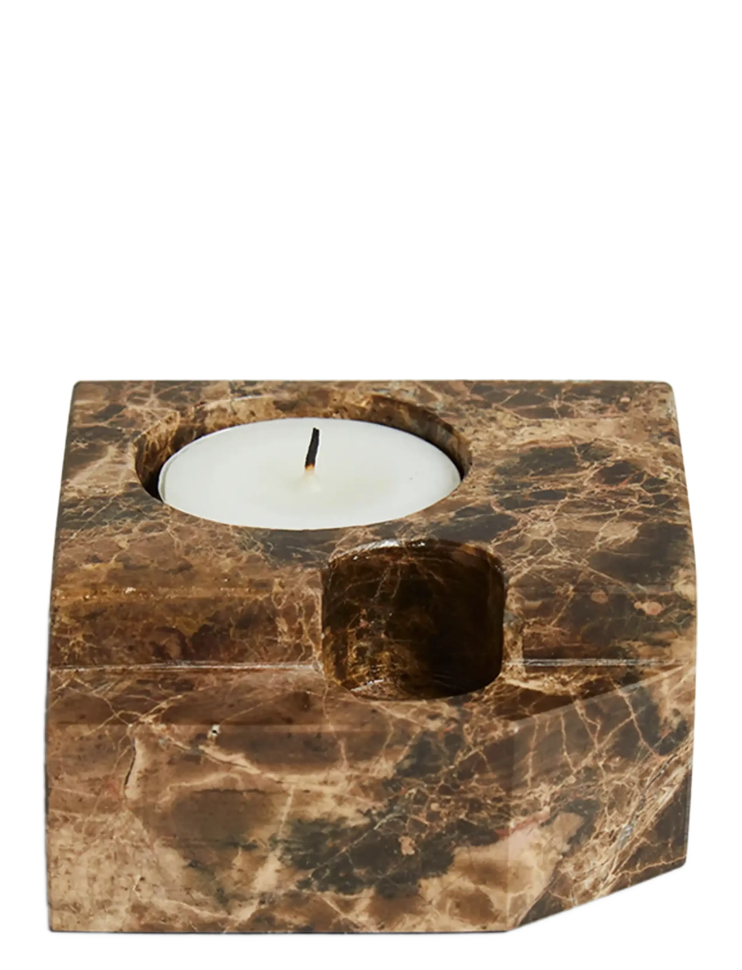 WOUD - Jeu de dés 3 candle holder - teelichthalter - brown marble - 2