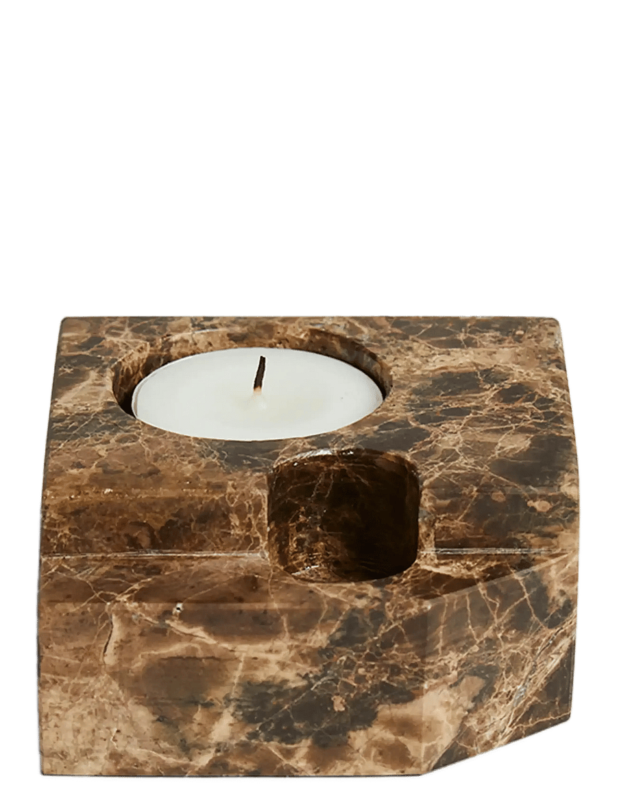 WOUD - Jeu de dés 3 candle holder - teelichthalter - brown marble - 2