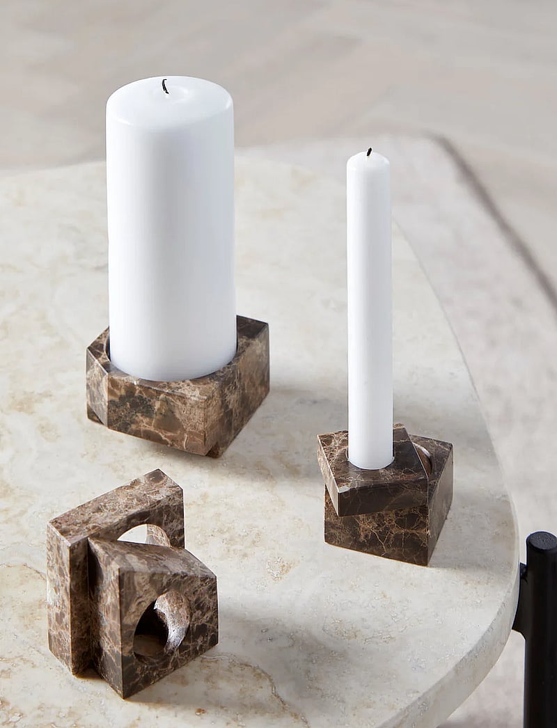 WOUD - Jeu de dés 3 candle holder - teeküünlahoidjad - brown marble - 4