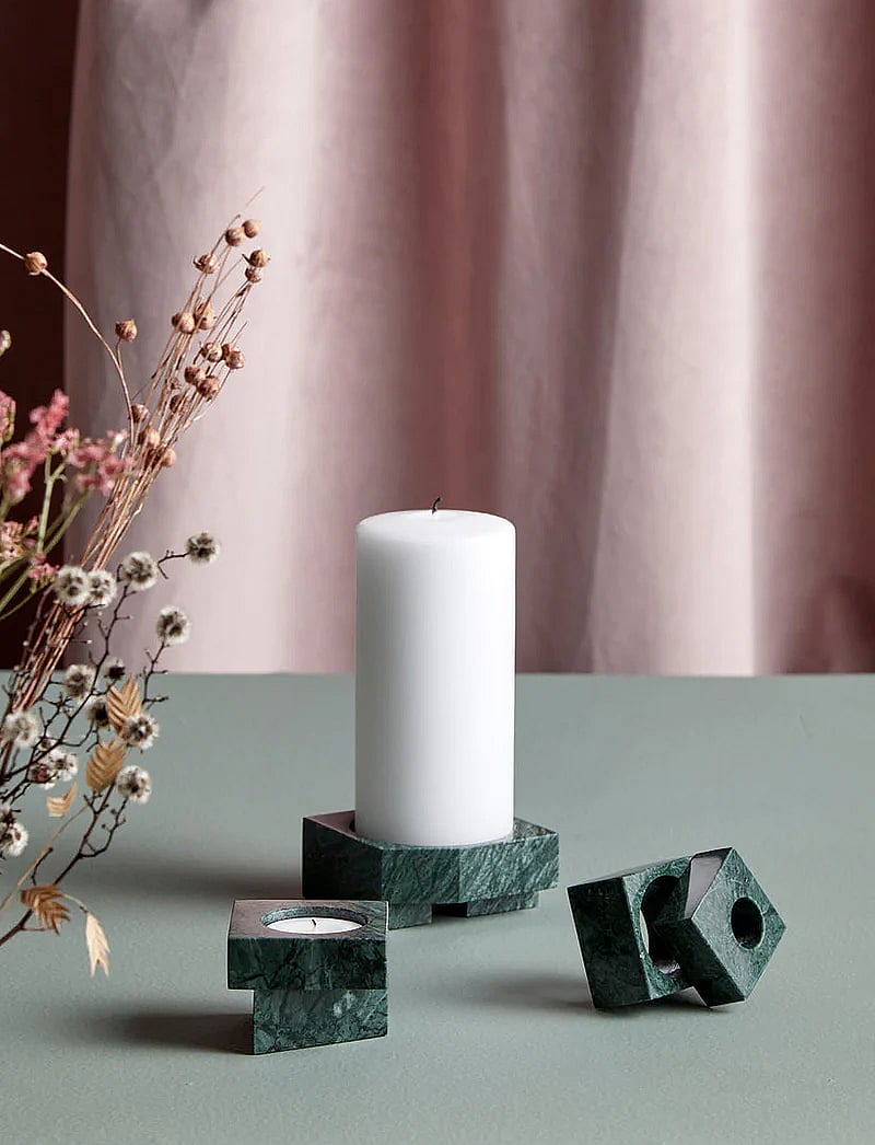 WOUD - Jeu de dés 3 candle holder - teeküünlahoidjad - green marble - 3