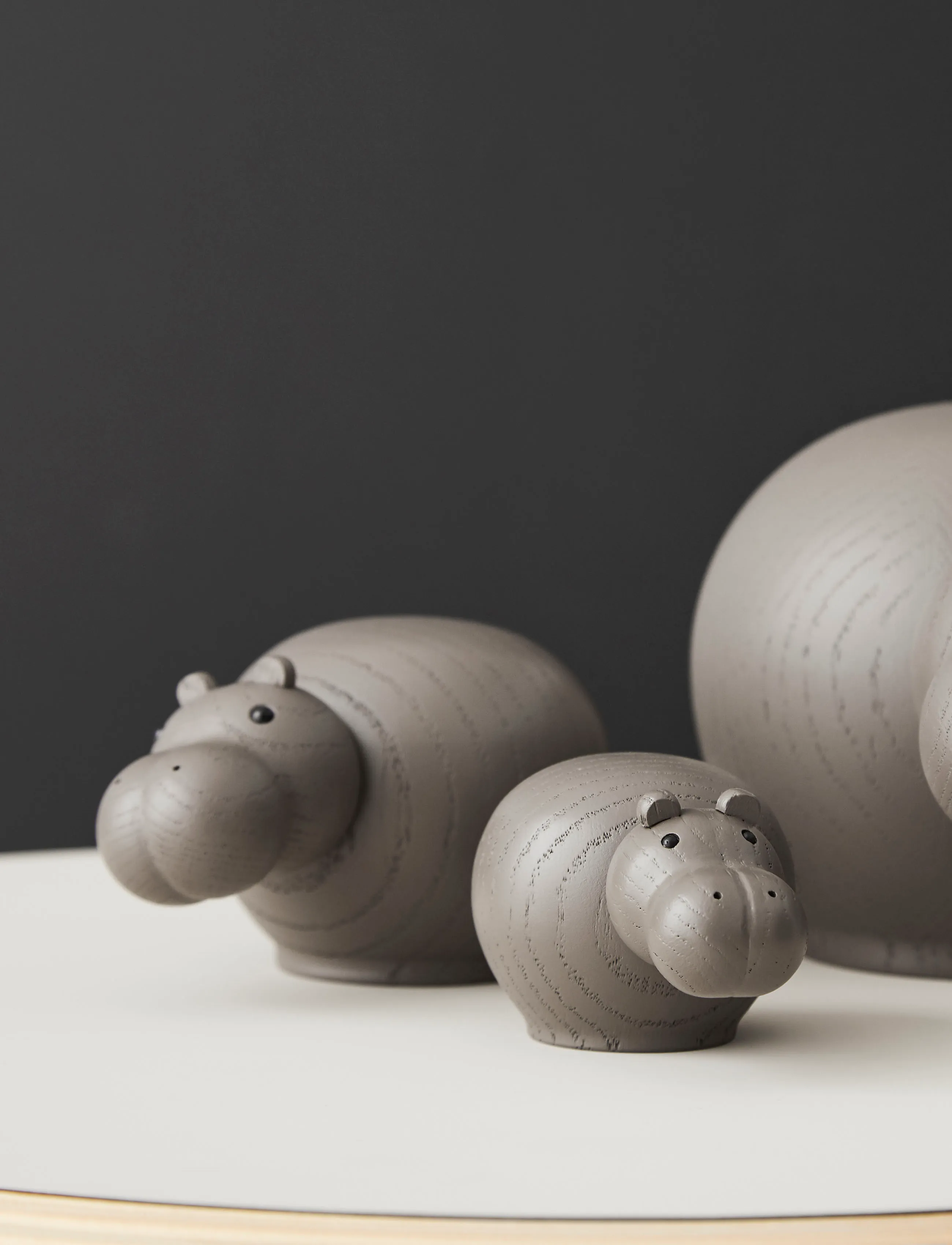 WOUD Hibo Hippopotamus (Small), One Size, Decorative Accessories-details, Grau - Wooden Figures, Homeware