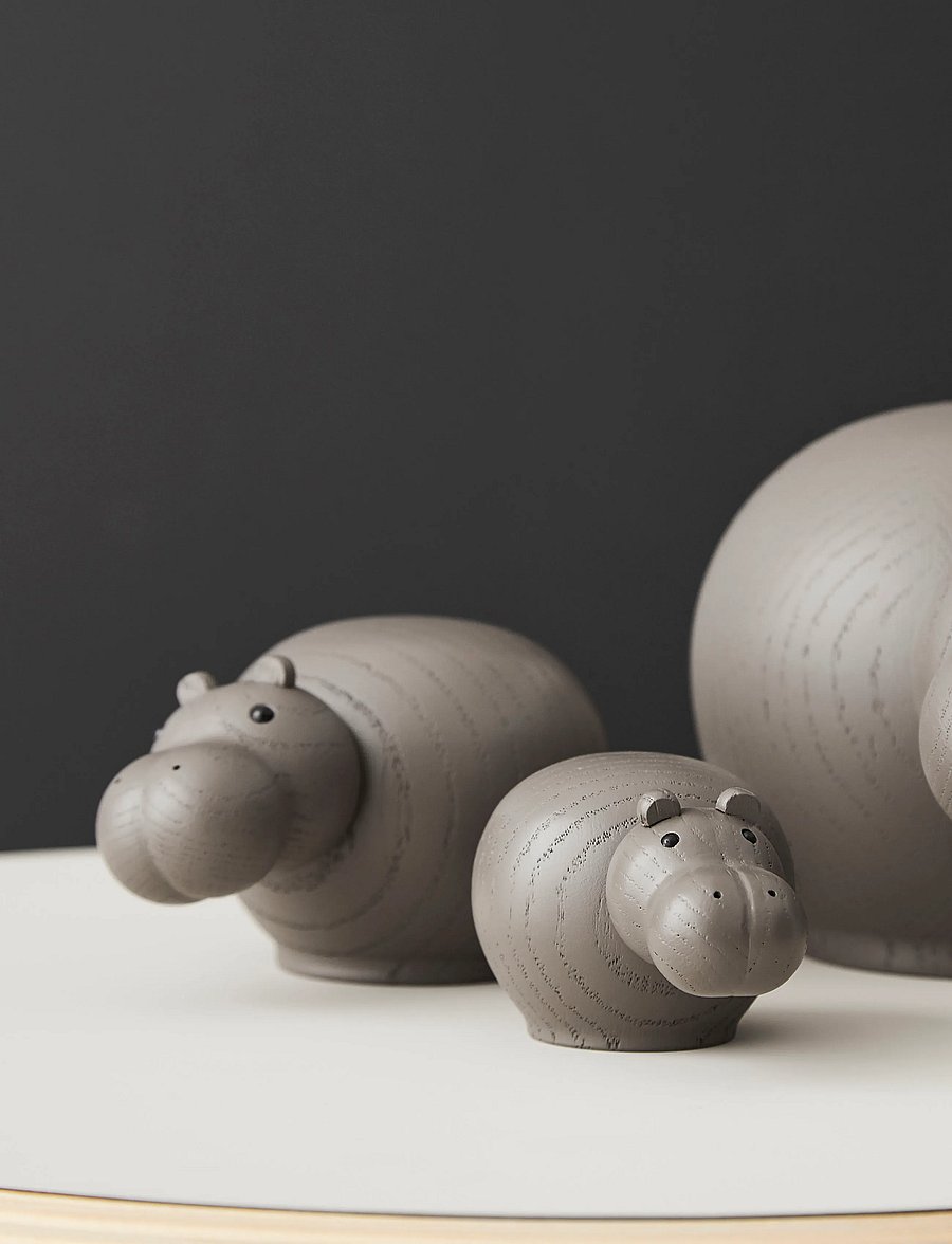 WOUD - Hibo hippopotamus (Small) - holzfiguren - taupe painted oak - 0