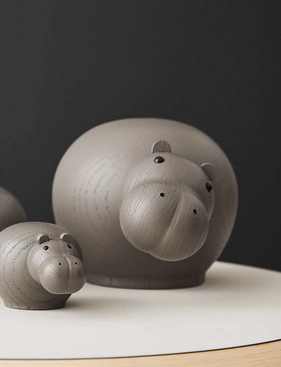 WOUD - Hibo hippopotamus (Medium) - holzfiguren - taupe painted oak - 0