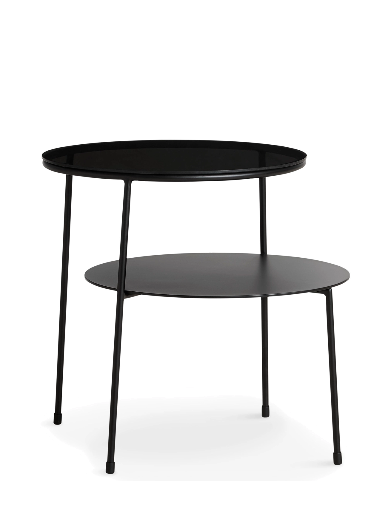 WOUD Duo side table - Tische - BLACK PAINTED METAL WITH DARK SMOKED GLASS / black