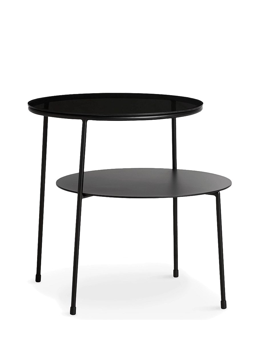 WOUD - Duo side table - beistelltische & kleine tische - black painted metal with dark smoked glass - 1