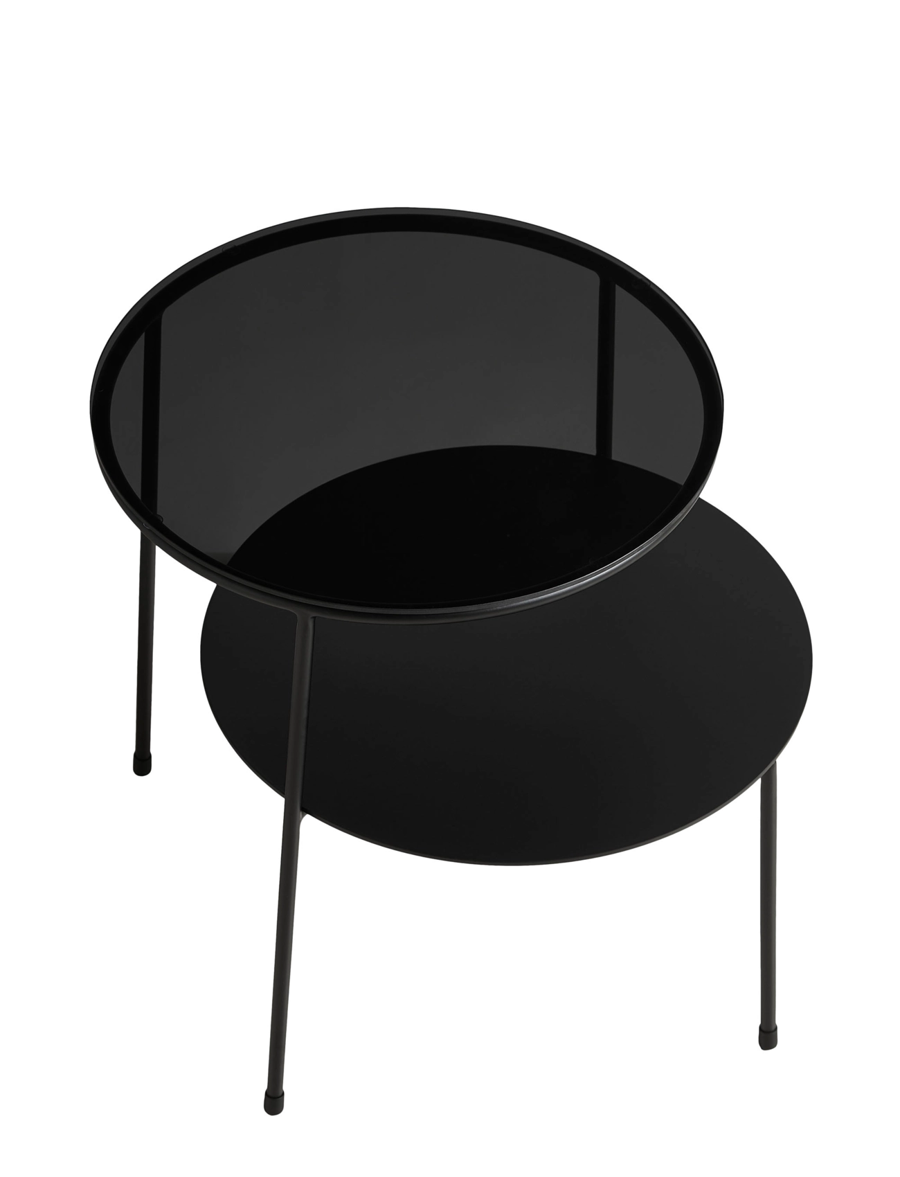 WOUD - Duo side table - beistelltische & kleine tische - black painted metal with dark smoked glass - 2