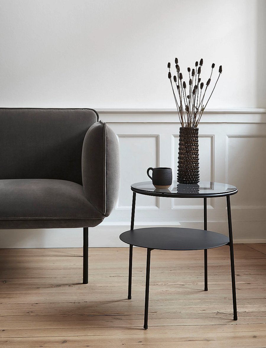 WOUD - Duo side table - beistelltische & kleine tische - black painted metal with dark smoked glass - 0