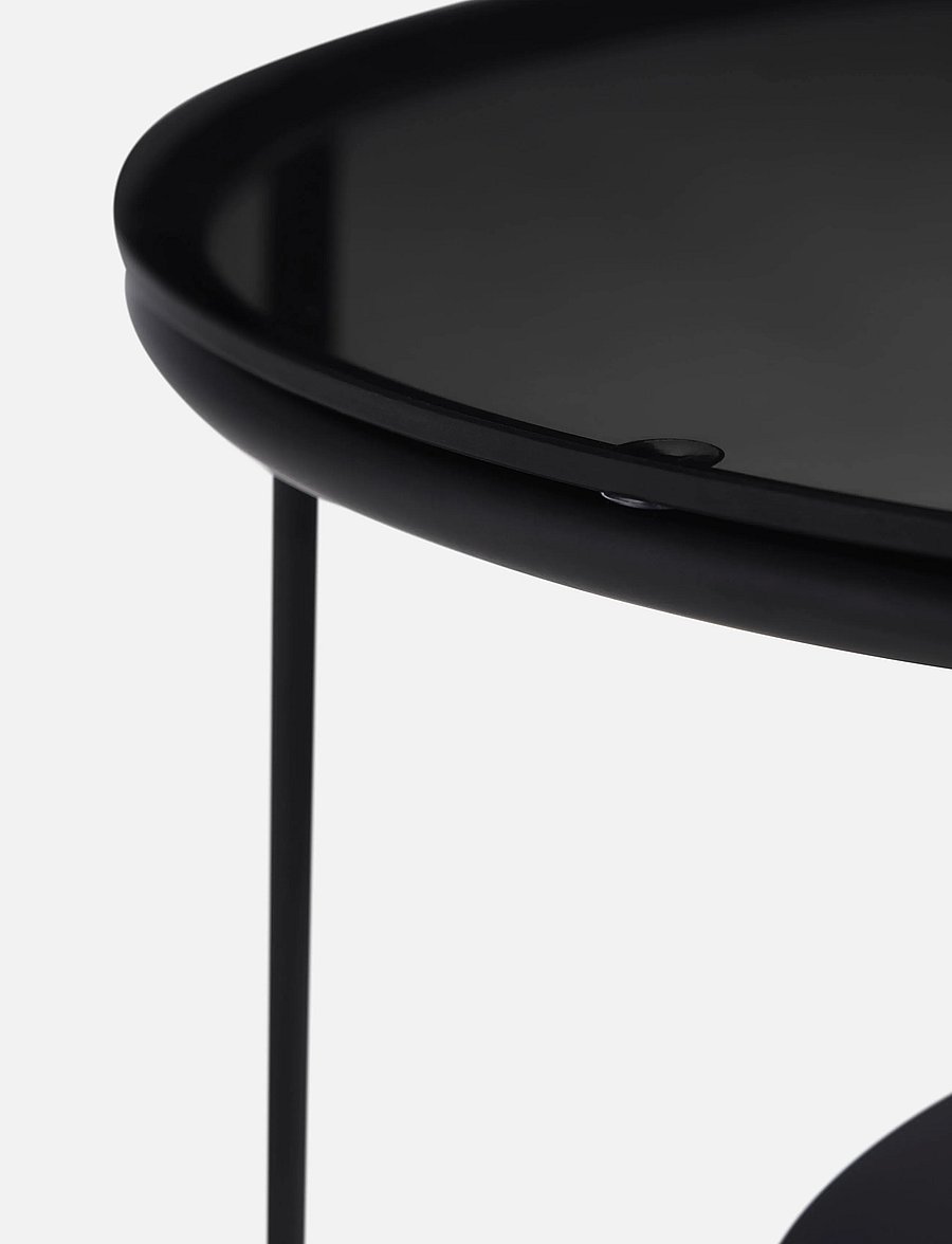 WOUD - Duo side table - beistelltische & kleine tische - black painted metal with dark smoked glass - 4