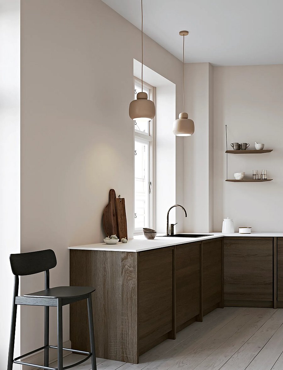 WOUD - Stone pendant (Large) - rippvalgustid - beige painted metal - 2
