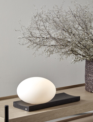 WOUD - Dew table/wall lamp - bordlamper - white opal glass shade - black painted ash base - 4