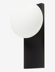 WOUD - Dew table/wall lamp - galda lampas - white opal glass shade - black painted ash base - 2