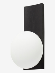 WOUD - Dew table/wall lamp - galda lampas - white opal glass shade - black painted ash base - 3