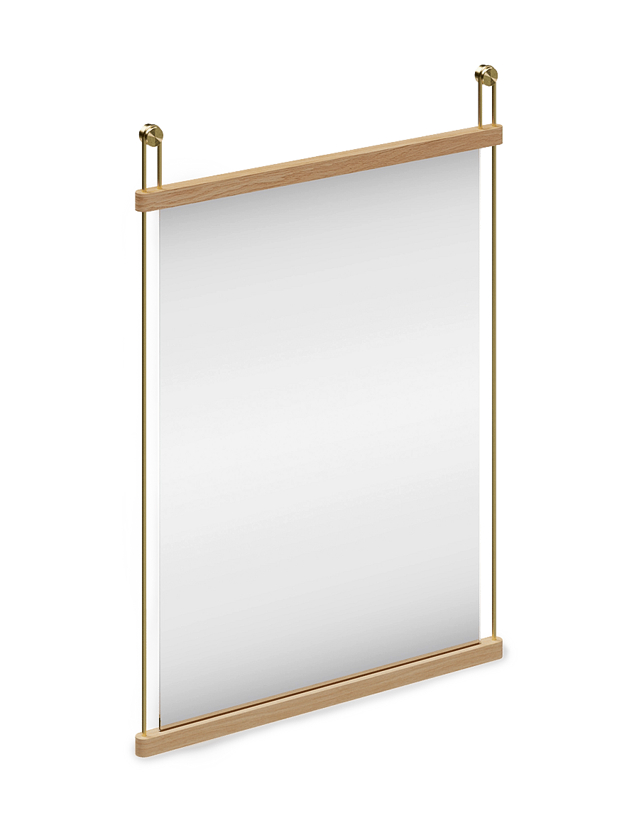 WOUD - Suspended mirror (Small) - wandspiegel - white pigmented lacquered oak - 1