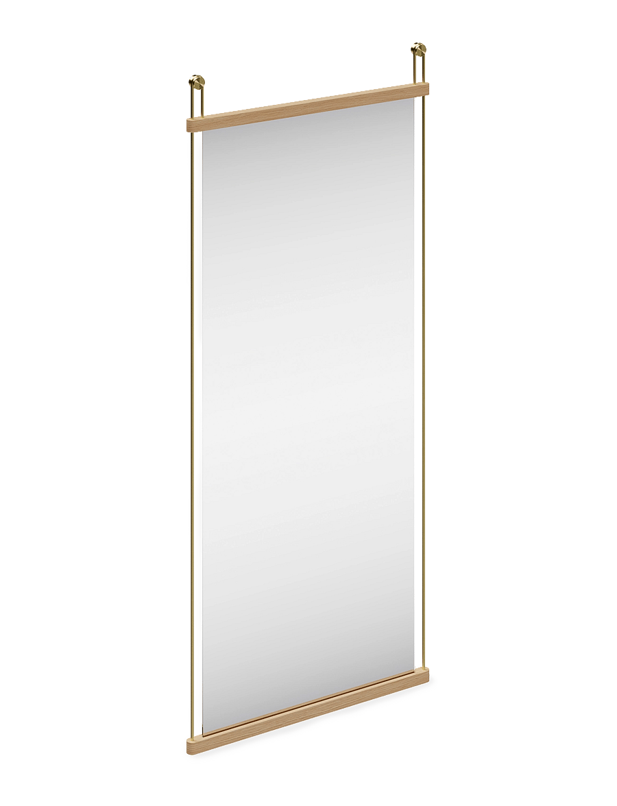 WOUD - Suspended mirror (Large) - wandspiegel - white pigmented lacquered oak - 0