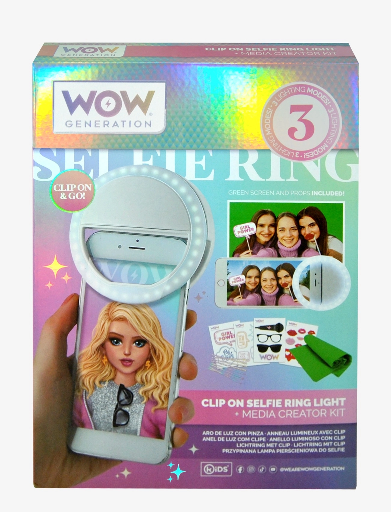 WOW Generation Wow Generation, Clip On Selfie Ring Light W/Acces, One Size, Spielzeug, Mehrfarbig/gemustert - Electronic & Media, Kinder