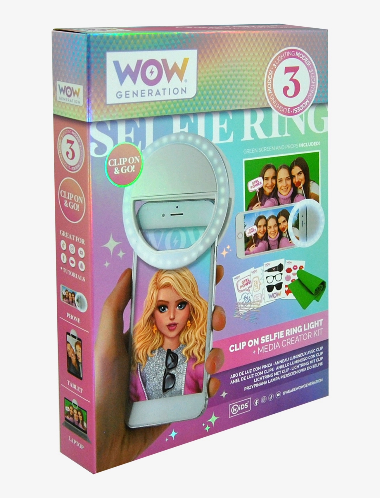 WOW Generation - WOW® Generation, Clip on Selfie Ring Light w/acces - electronic & media - multi coloured - 2
