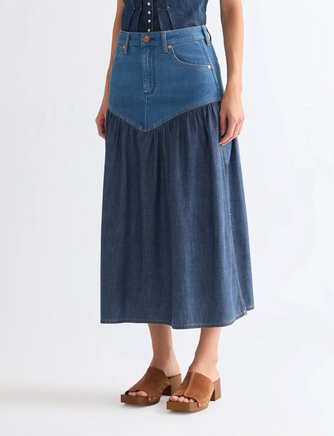 Wrangler Basque Waist Skirt - Blue - S x 00