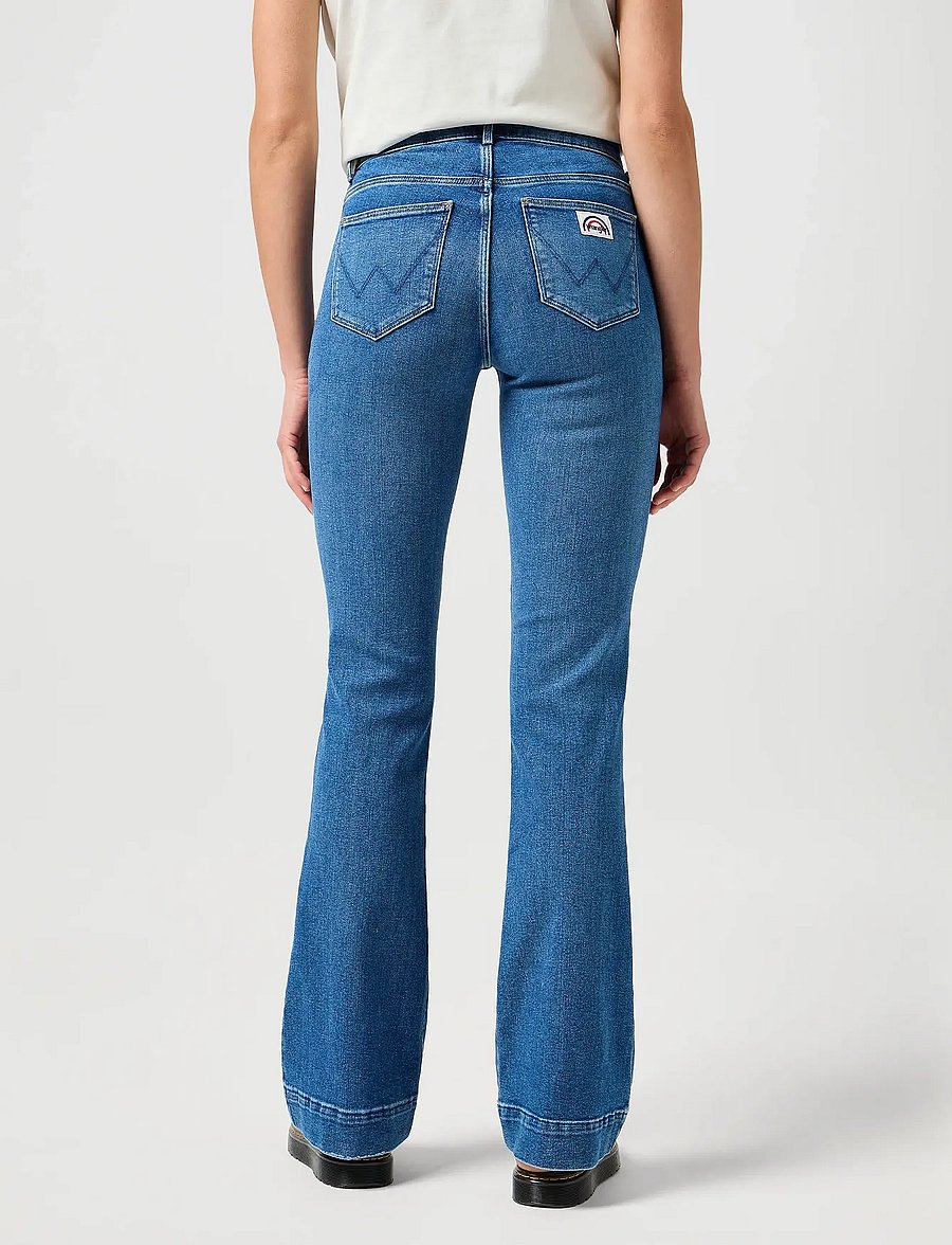 Wrangler - FLARE - džinsi ar zvanveida galiem - raven - 4