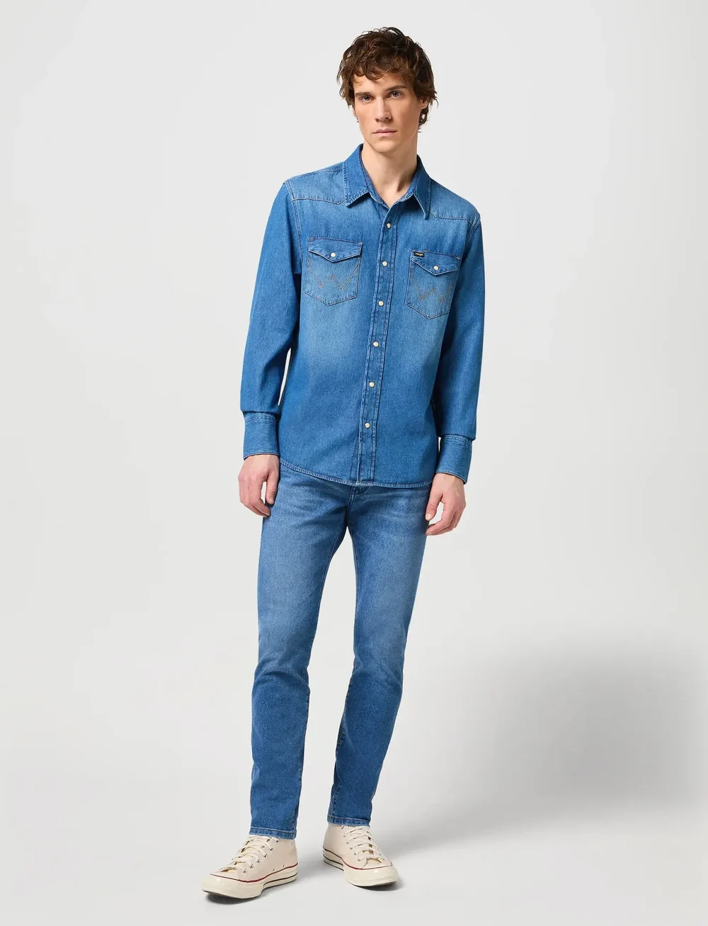 Wrangler - 27MW - denim shirts - icon mid stone - 3