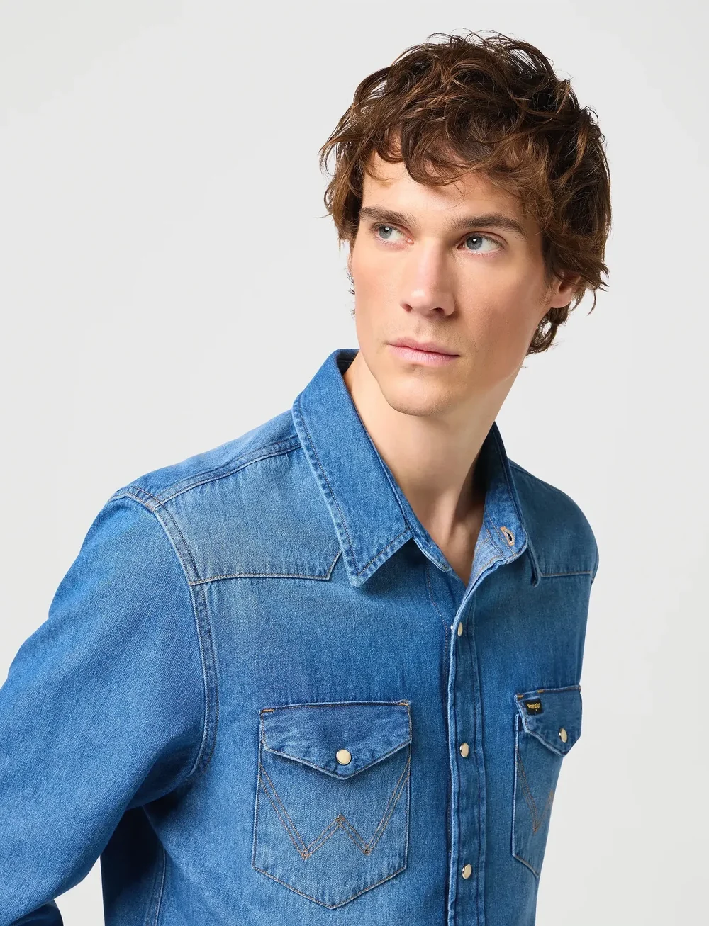 Wrangler - 27MW - denim shirts - icon mid stone - 5