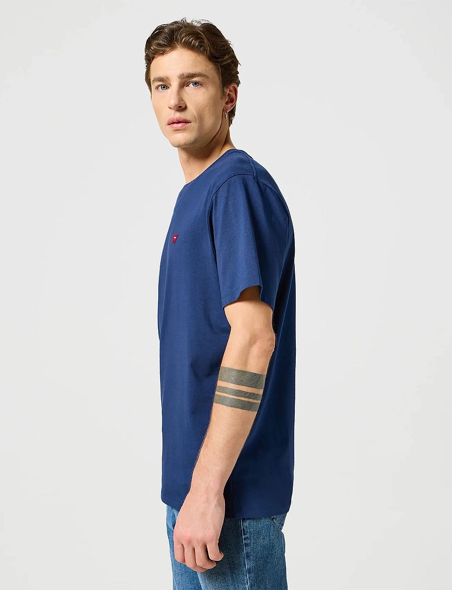 Wrangler - SIGN OFF TEE - kurzärmelige t-shirts - navy - 5
