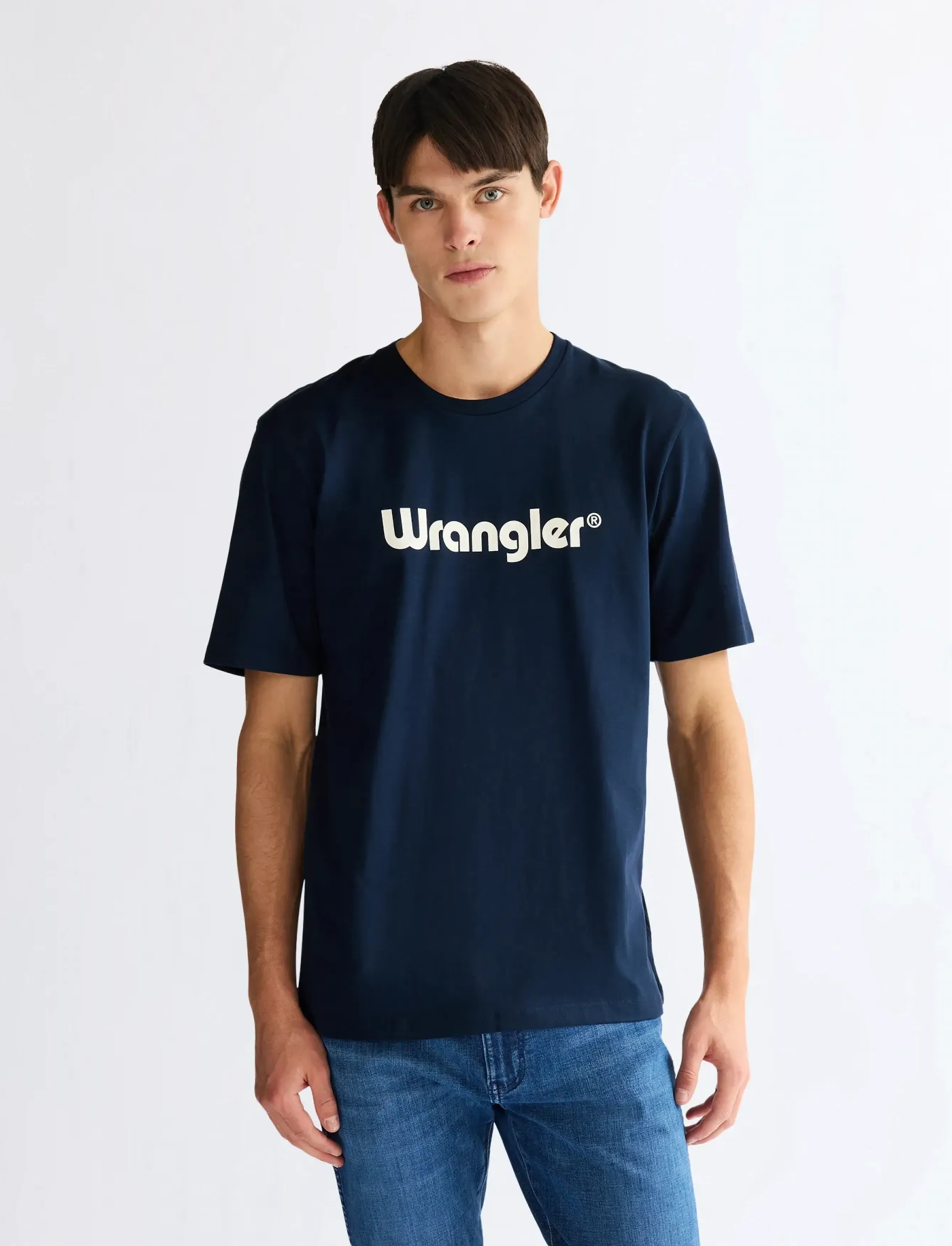 Wrangler Logo Tee, S, Navy, T-Shirts > Kortærmede, Herre
