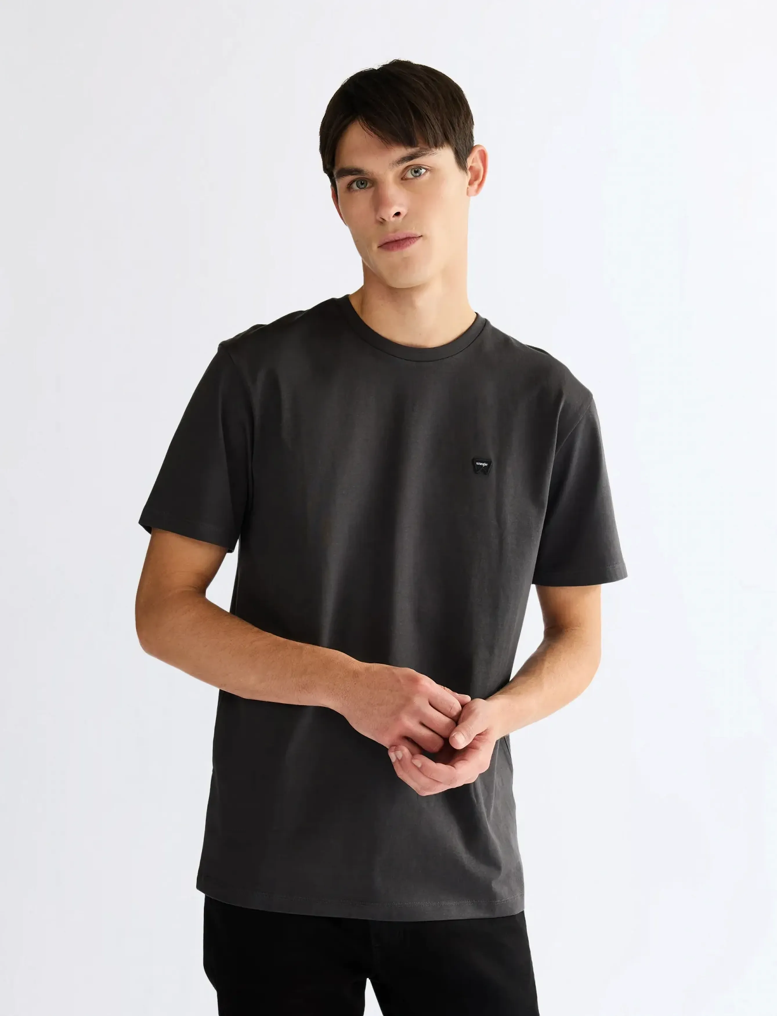 Wrangler SIGN OFF TEE - Tilbud - FADED BLACK / black