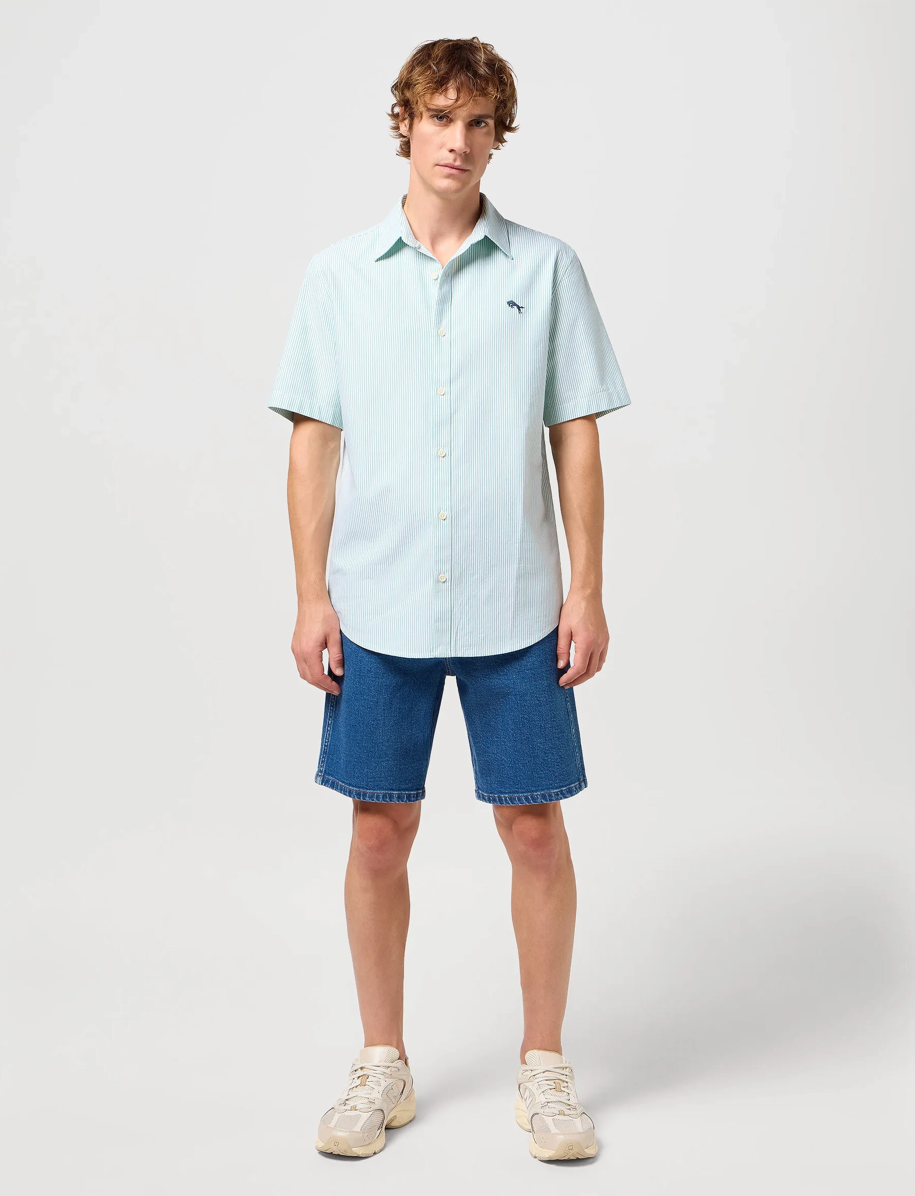 Wrangler - SS SHIRT - green stripe oxford - 3