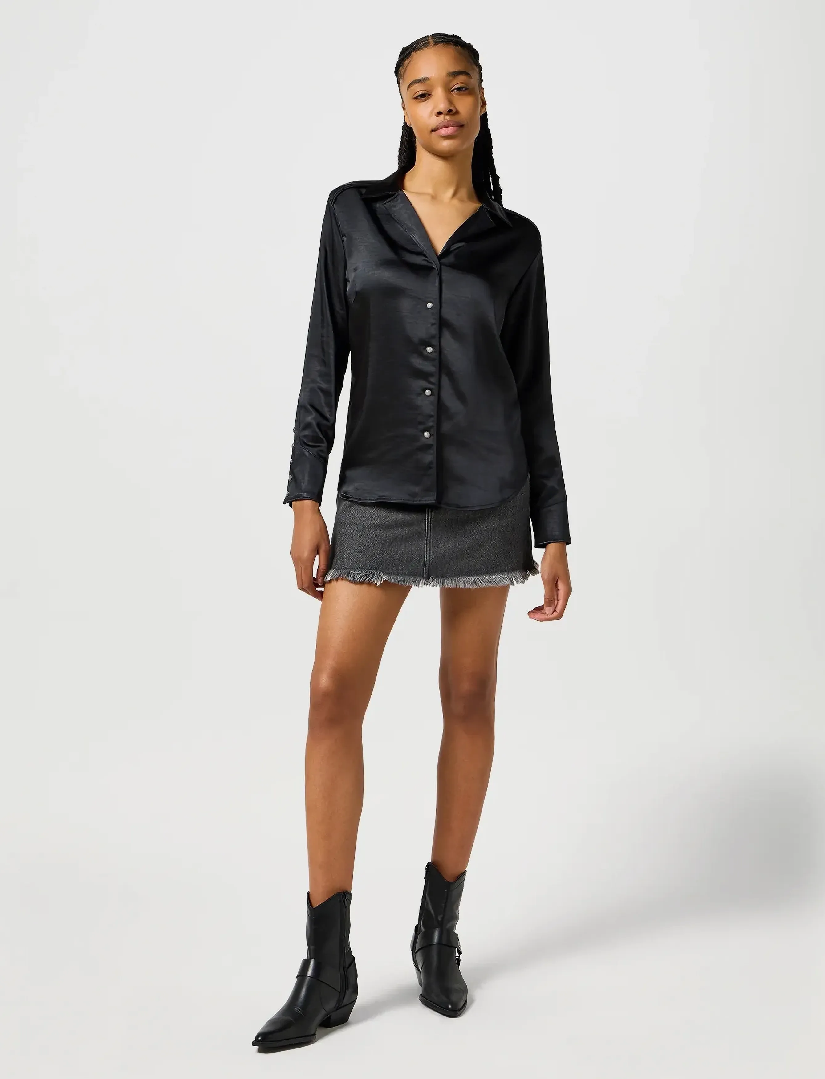 Wrangler - SLIM BLOUSE - långärmade blusar - black - 2