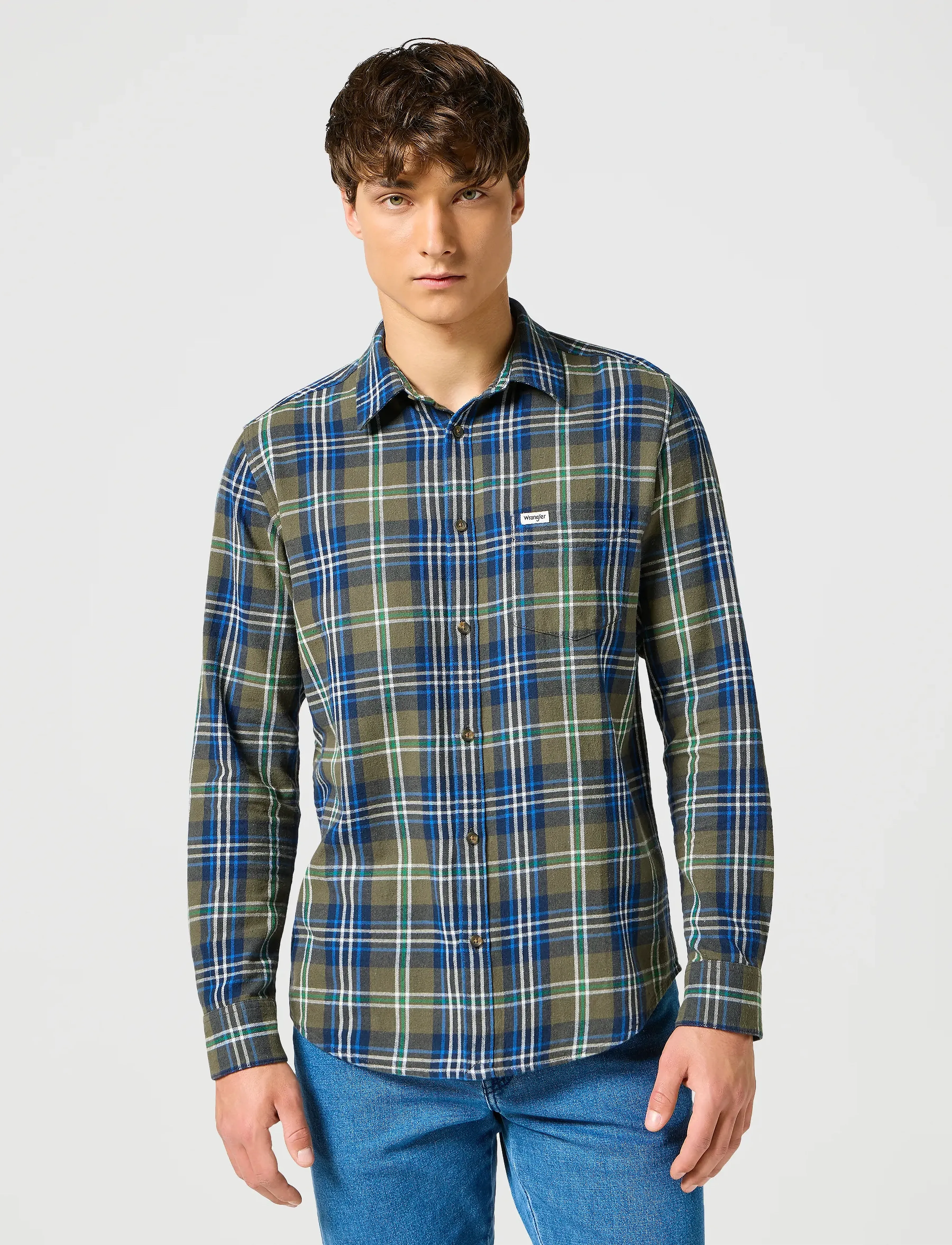 Wrangler 1 PKT SHIRT - Kleidung - GREEN BLUE / green