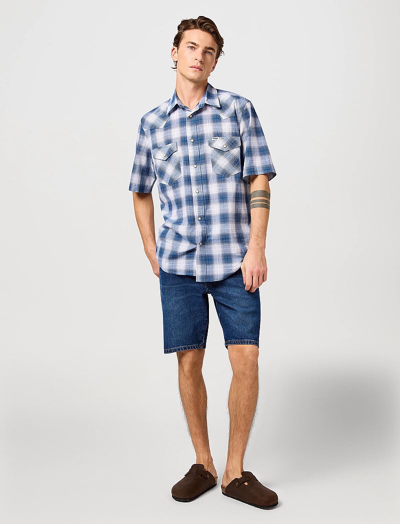 Wrangler - Ss Western Shirt - lühikeste varrukatega särgid - blue shadow - 4