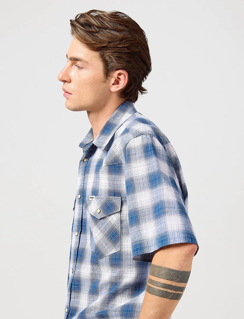 Wrangler - Ss Western Shirt - lühikeste varrukatega särgid - blue shadow - 5