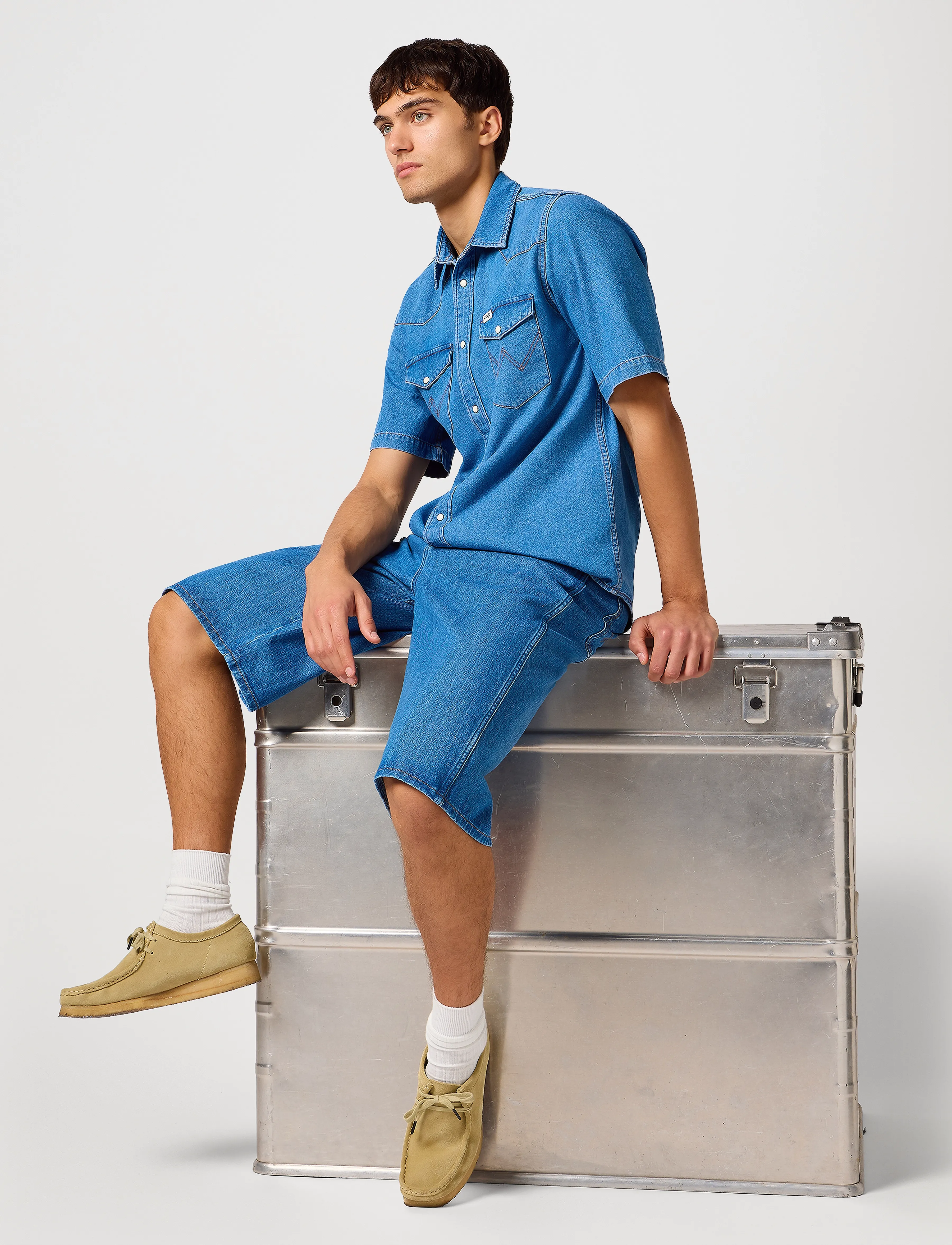 Wrangler Jort Shorts - Streetstyle - MID STONE / blue