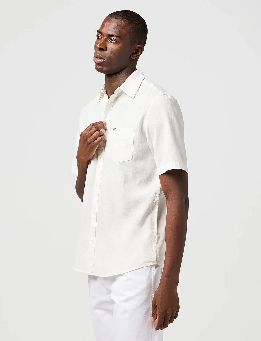 Wrangler - SS 1 PKT SHIRT - oberteile & t-shirts - white - 0