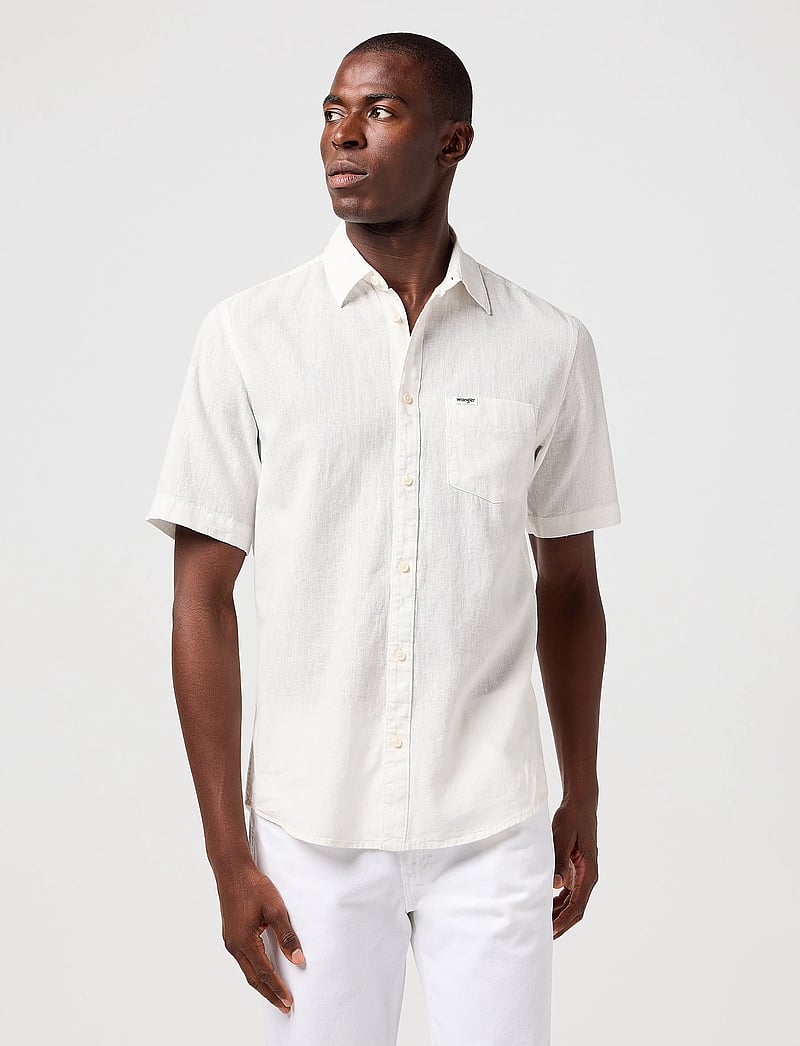 Wrangler - SS 1 PKT SHIRT - leinenhemden - white - 3