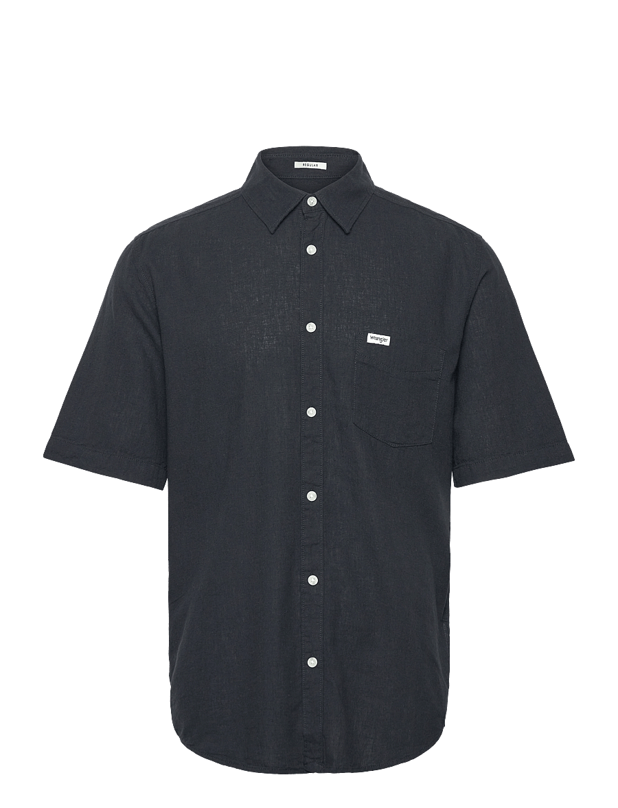 Wrangler - SS 1 PKT SHIRT - sportieve tops - black - 1