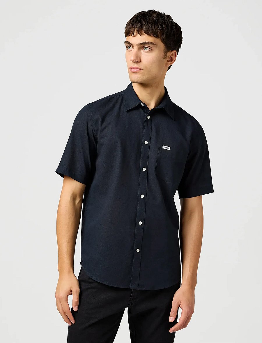 Wrangler - SS 1 PKT SHIRT - sportieve tops - black - 0