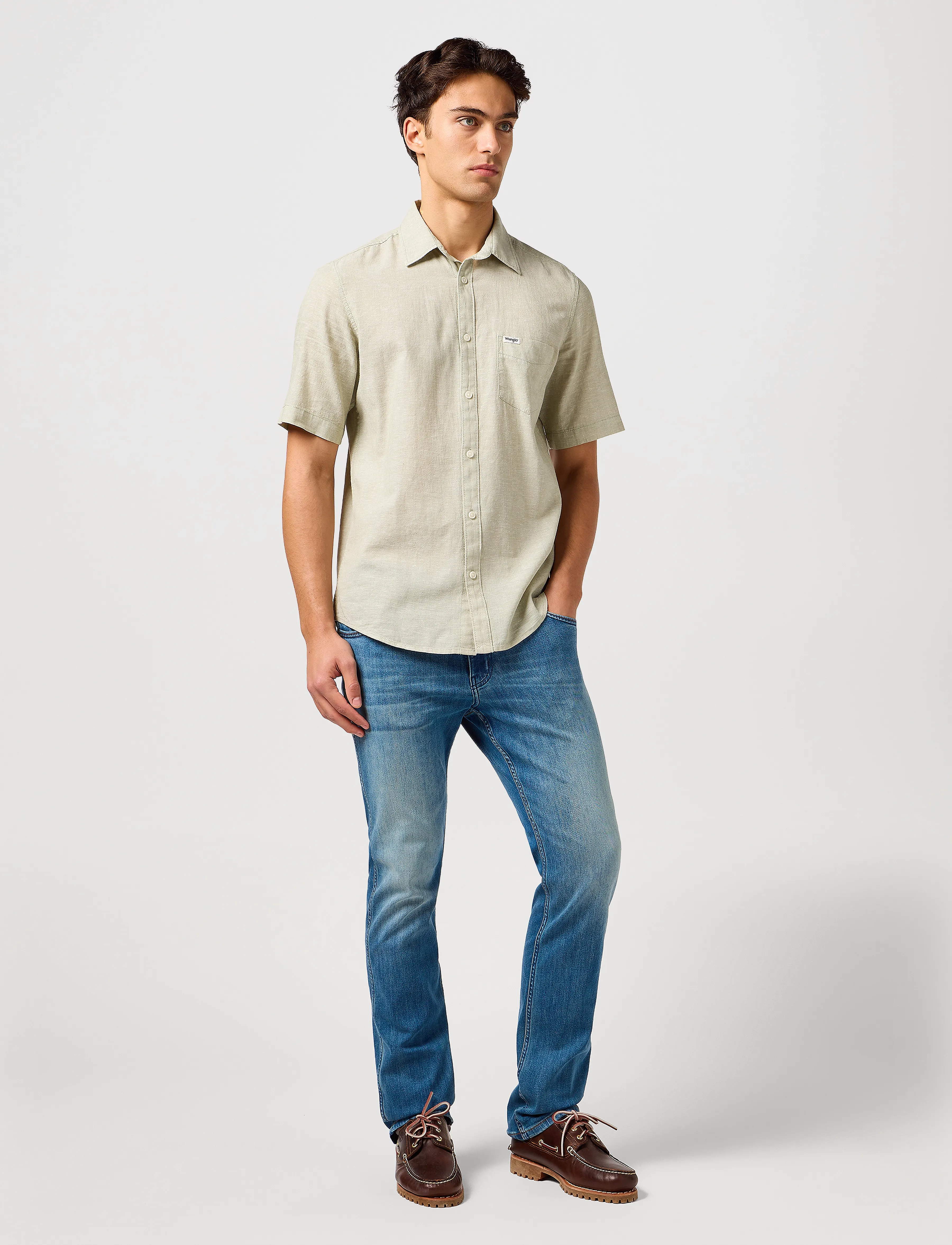 Wrangler - Ss 1 Pkt Shirt - alussärgid ja t-särgid - tea - 4