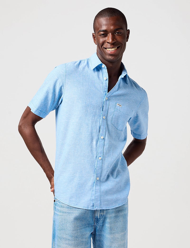 Wrangler - Ss 1 Pkt Shirt - tops & t-shirts - pacific blue - 3