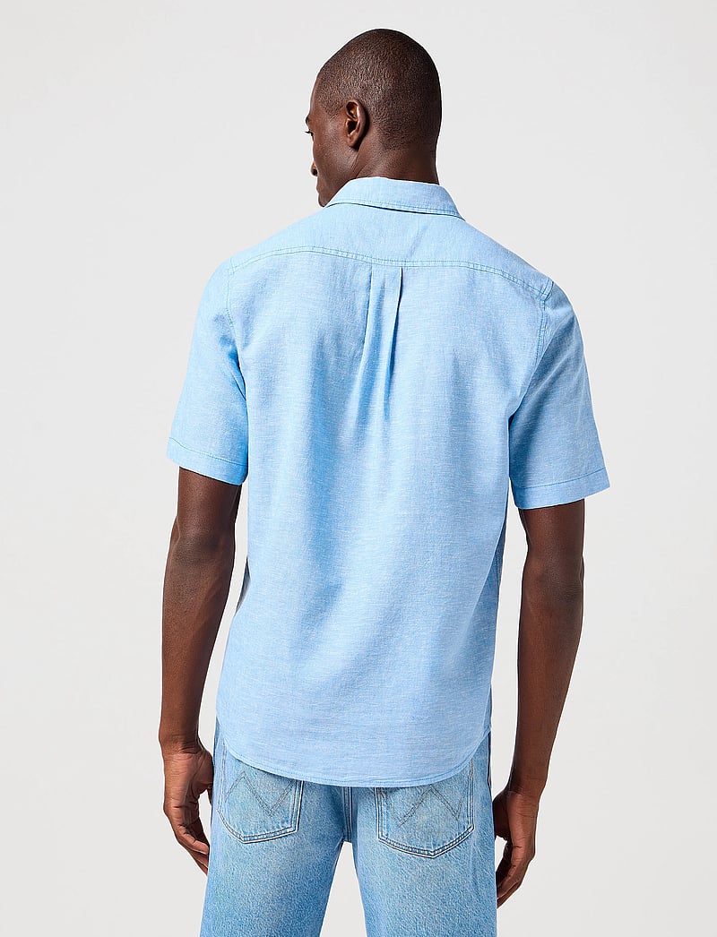 Wrangler - Ss 1 Pkt Shirt - tops & t-shirts - pacific blue - 4